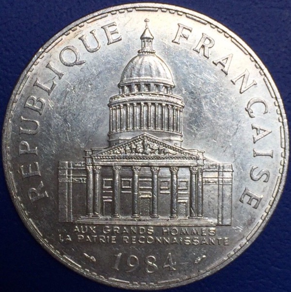 Piece 100 francs Pantheon 1984