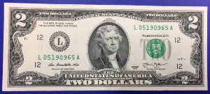 Billet de 2 dollars rare, 2013, Etats-Unis, San Francisco