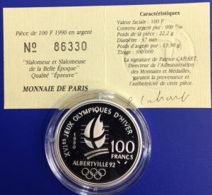 100 Francs JO Albertville 1992 Slalomeur Monnaie de Paris