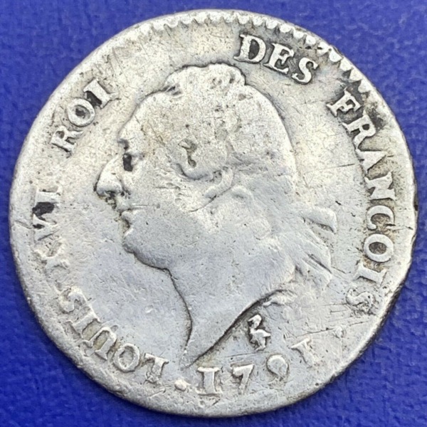 Louis XVI 15 sols dit au Génie 1791 A Paris, argent