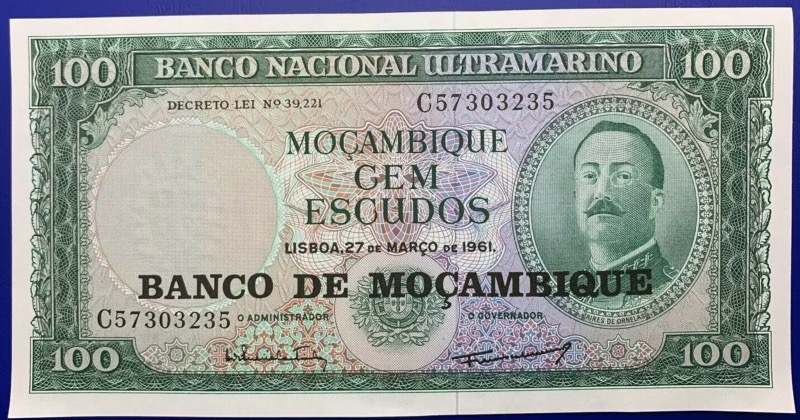 Mozambique, Billet 100 Escudos, Cem Escudos 1961, NEUF
