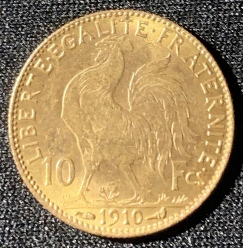10 francs Coq Marianne or 1910
