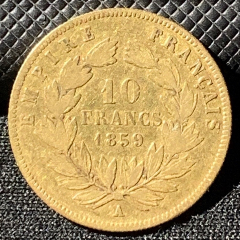 10 Francs or 1859 A Napoléon III Tête nue
